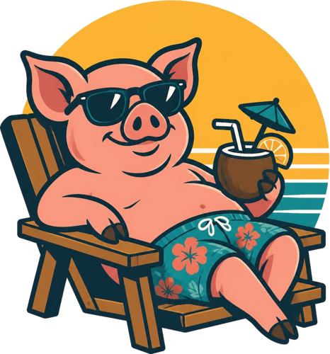 HAMmock, the VL BBQ mascot, relaxing in a beach chair